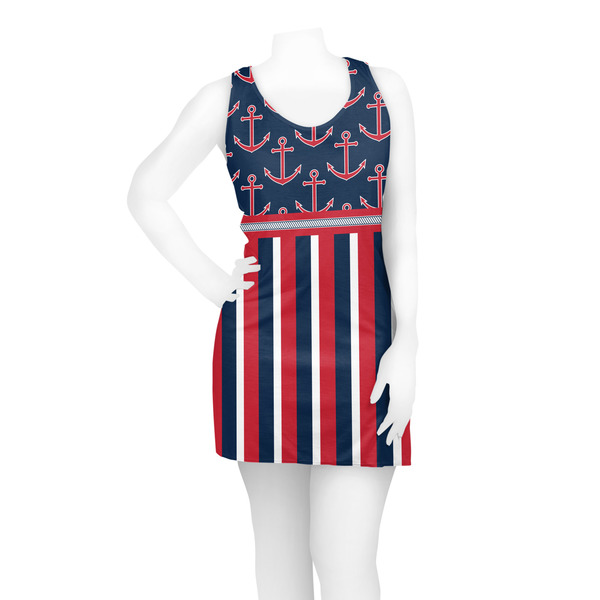 Nautical Anchors & Stripes Racerback Dress - On Model - Front