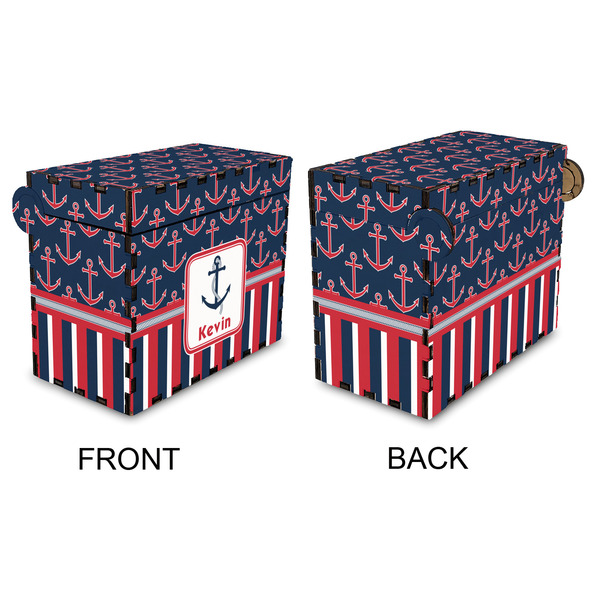 Nautical Anchors & Stripes Recipe Box - Full Color - Approval