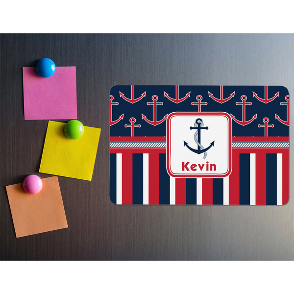 Nautical Anchors & Stripes Rectangular Fridge Magnet - LIFESTYLE