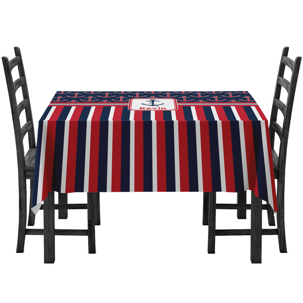 Custom Nautical Anchors & Stripes Tablecloth (Personalized)