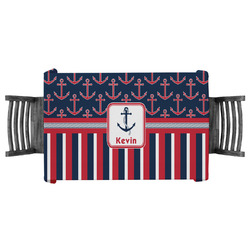 Nautical Anchors & Stripes Tablecloth - 58"x58" (Personalized)