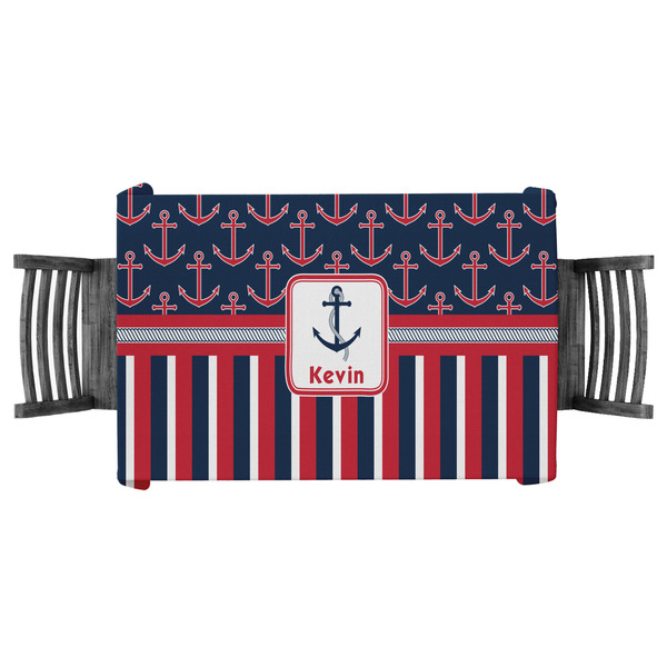 Custom Nautical Anchors & Stripes Tablecloth - 58"x58" (Personalized)