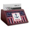Nautical Anchors & Stripes Red Mahogany Business Card Holder - Angle