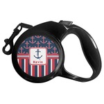 Nautical Anchors & Stripes Retractable Dog Leash - Medium (Personalized)