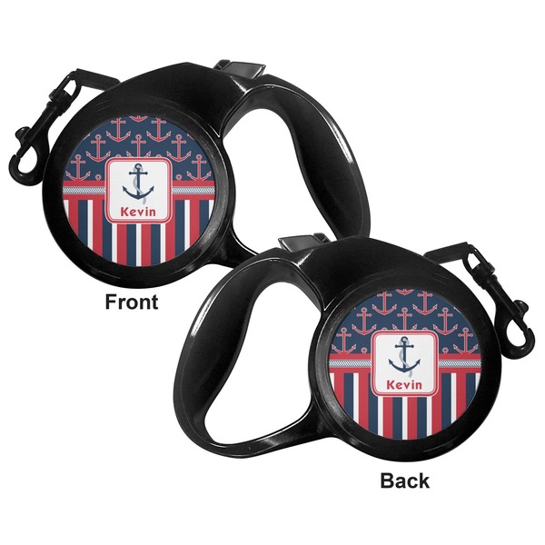 Nautical Anchors & Stripes Retractable Dog Leash - Medium Large - Apvl