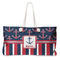Nautical Anchors & Stripes Large Rope Tote Bag - Front View