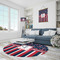 Nautical Anchors & Stripes Round Area Rug - IN CONTEXT