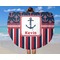 Nautical Anchors & Stripes Round Beach Towel - In Use