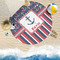 Nautical Anchors & Stripes Round Beach Towel Lifestyle