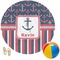 Nautical Anchors & Stripes Round Beach Towel