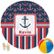 Nautical Anchors & Stripes Round Beach Towel (Personalized)