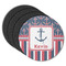 Nautical Anchors & Stripes Round Coaster Rubber Back - Main