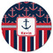 Nautical Anchors & Stripes Round Fridge Magnet - FRONT