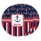 Nautical Anchors & Stripes Round Fridge Magnet - THREE