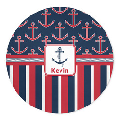 Nautical Anchors & Stripes 5' Round Indoor Area Rug (Personalized)