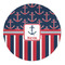 Nautical Anchors & Stripes Round Indoor Rug - Front/Main