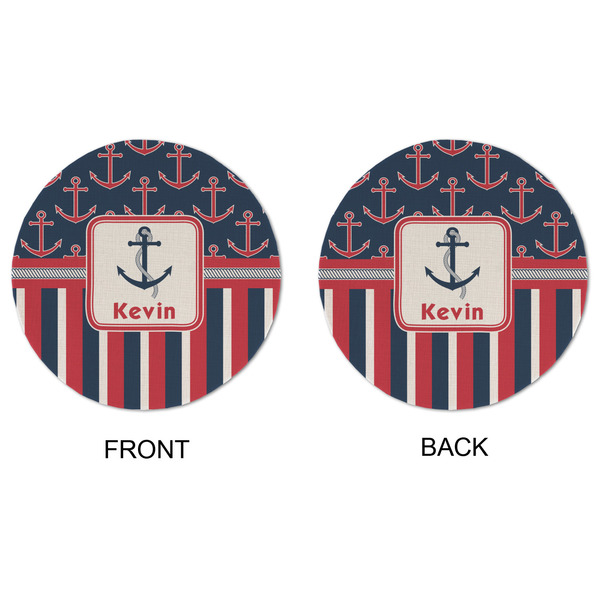 Nautical Anchors & Stripes Round Linen Placemats - APPROVAL (double sided)