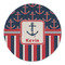 Nautical Anchors & Stripes Round Linen Placemats - FRONT (Double Sided)