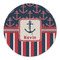Nautical Anchors & Stripes Round Linen Placemats - FRONT (Single Sided)