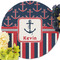 Nautical Anchors & Stripes Round Linen Placemats - Front (w flowers)