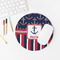 Nautical Anchors & Stripes Round Mousepad - LIFESTYLE 2
