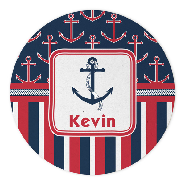 Nautical Anchors & Stripes Round Paper Coaster - Approval