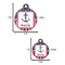 Nautical Anchors & Stripes Round Pet ID Tag - Large - Comparison Scale