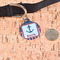 Nautical Anchors & Stripes Round Pet ID Tag - Large - In Context