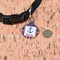 Nautical Anchors & Stripes Round Pet ID Tag - Small - In Context