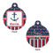 Nautical Anchors & Stripes Round Pet Tag - Front & Back