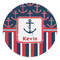 Nautical Anchors & Stripes Round Stone Trivet (Personalized)