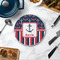 Nautical Anchors & Stripes Round Stone Trivet - In Context View