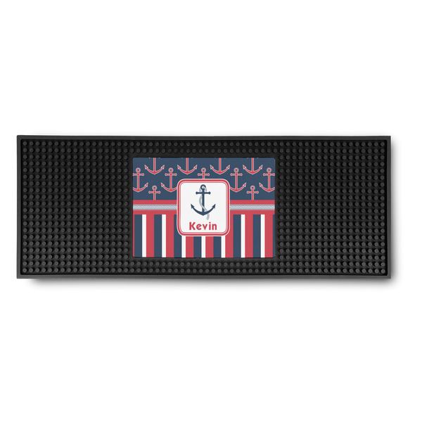 Custom Nautical Anchors & Stripes Rubber Bar Mat (Personalized)