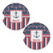 Nautical Anchors & Stripes Sandstone Car Coasters - Set of 2