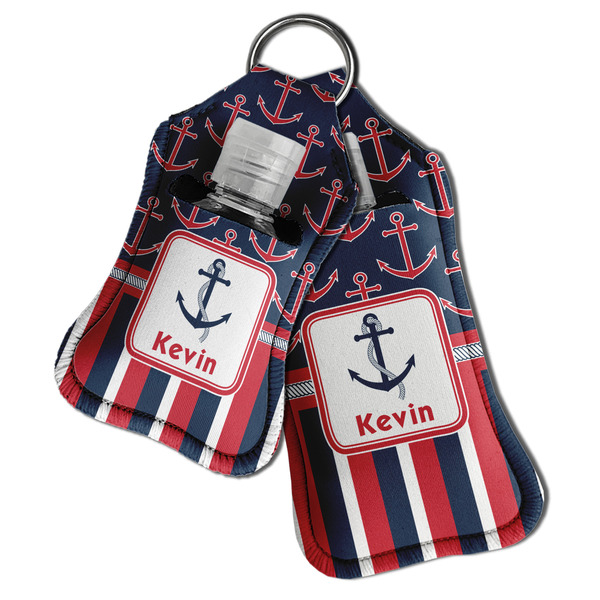 Nautical Anchors & Stripes Sanitizer Holder Keychain - Both in Case (PARENT)