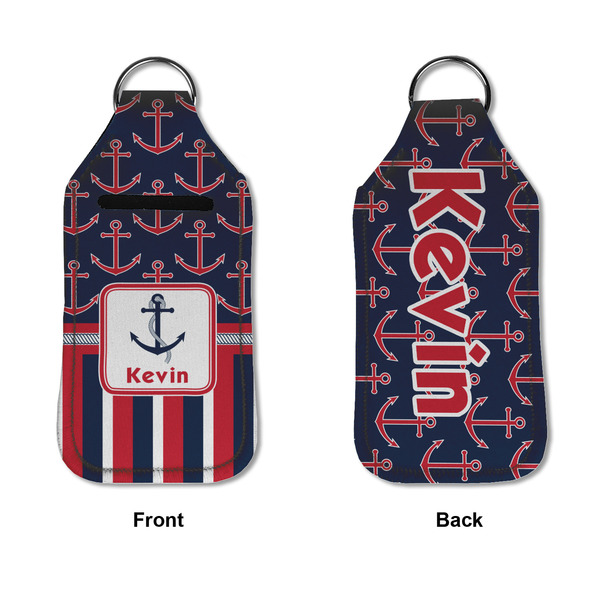 Nautical Anchors & Stripes Sanitizer Holder Keychain - Large APPROVAL (Flat)