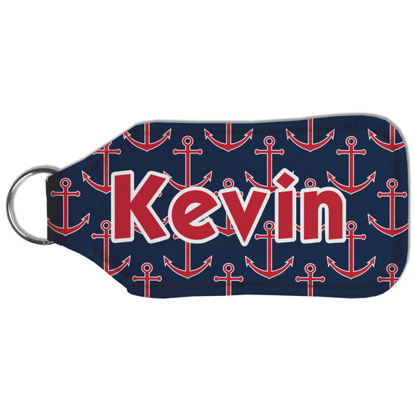 Nautical Anchors & Stripes Sanitizer Holder Keychain - Large (Back)