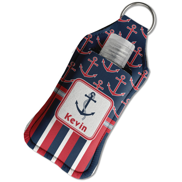Nautical Anchors & Stripes Sanitizer Holder Keychain - Large in Case