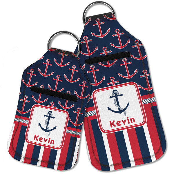 Nautical Anchors & Stripes Sanitizer Holder Keychain - Parent Main