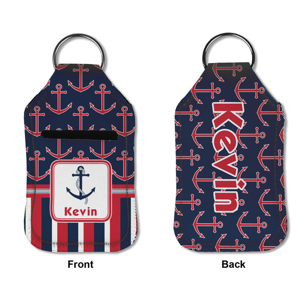 Nautical Anchors & Stripes Sanitizer Holder Keychain - Small APPROVAL (Flat)
