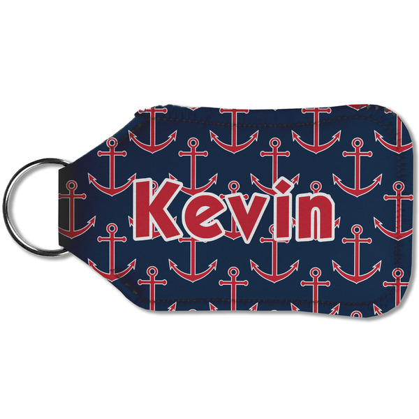 Nautical Anchors & Stripes Sanitizer Holder Keychain - Small (Back)
