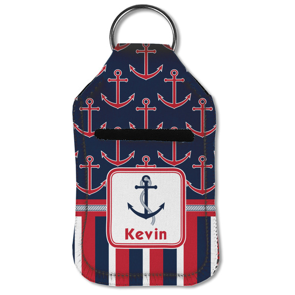 Nautical Anchors & Stripes Sanitizer Holder Keychain - Small (Front Flat)
