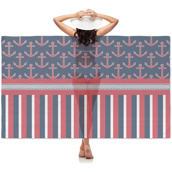 Custom Nautical Anchors & Stripes Sheer Sarong