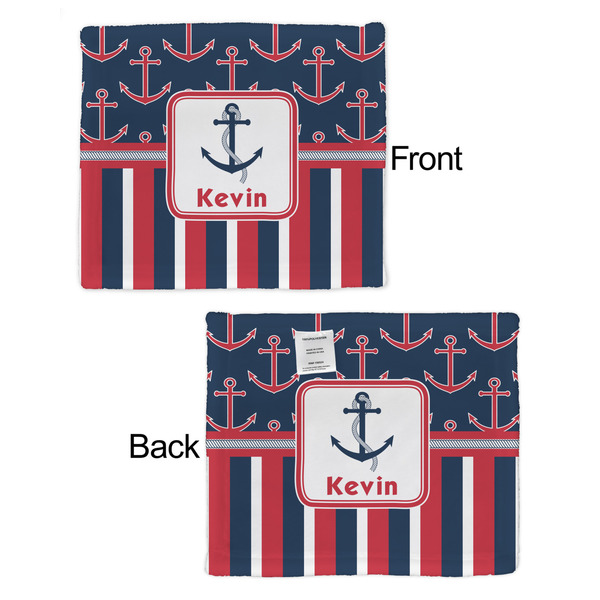 Nautical Anchors & Stripes Security Blanket - Front & Back View
