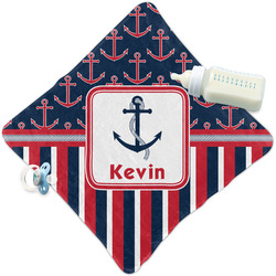 Nautical Anchors & Stripes Security Blanket w/ Name or Text