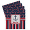 Nautical Anchors & Stripes Set of 4 Sandstone Coasters - Front View