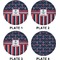 Nautical Anchors & Stripes Set of Lunch / Dinner Plates (Approval)