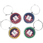Nautical Anchors & Stripes Wine Charms (Set of 4) (Personalized)