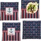 Nautical Anchors & Stripes Set of 4 Glass Square Lunch / Dinner Plate 9.5" (Personalized)