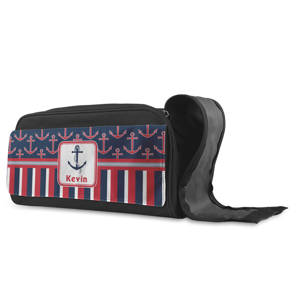 Nautical Anchors & Stripes Shoe Bags - ANGLE (Open)